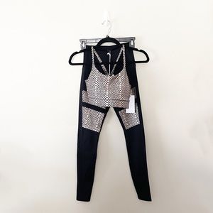NWT TAVI Metallic Ebony Snake Print Bra and Leggings Set